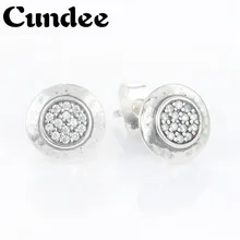 

Compatible with European Style Signature Silver Stud Earrings Clear CZ New Authentic 925 Sterling Silver Earring DIY Making