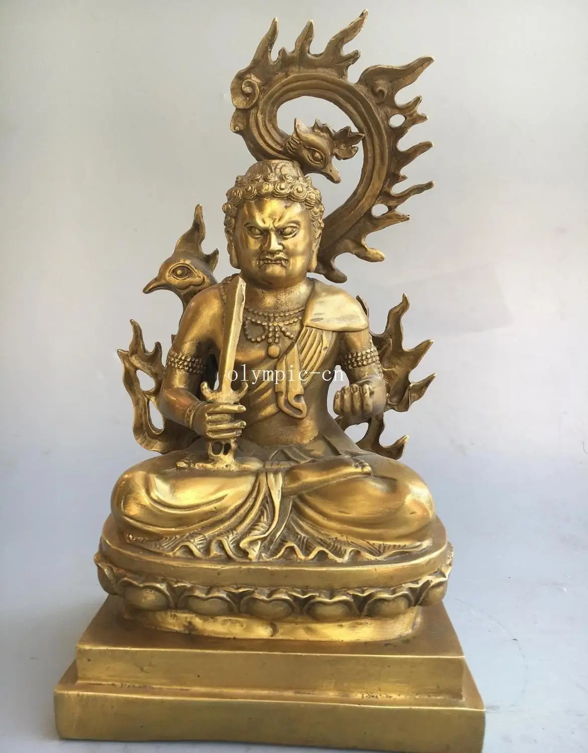 

10'' Brass carved tibetan buddhism Fire Phoenix Vidyaraja Acalanatha buddha
