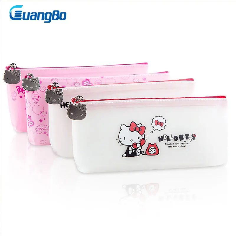 

GUANGBO Multi Function Pencil Bag PU Soft Pencil Case Cute Hello Kitty Pencil Bags Large Capacity School Supply Gift Stationery