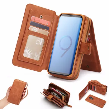

LRuiize Multi-function Luxury Leather Phone Magnetic Case Cover For Samsung Galaxy S9 Wallet Plus Card Holder For Galaxy S8 Case