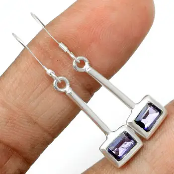 

Hand make Genuine Iolite Earrings, 100% 925 Sterling Silver, 39mm , 3.1g, AE0090