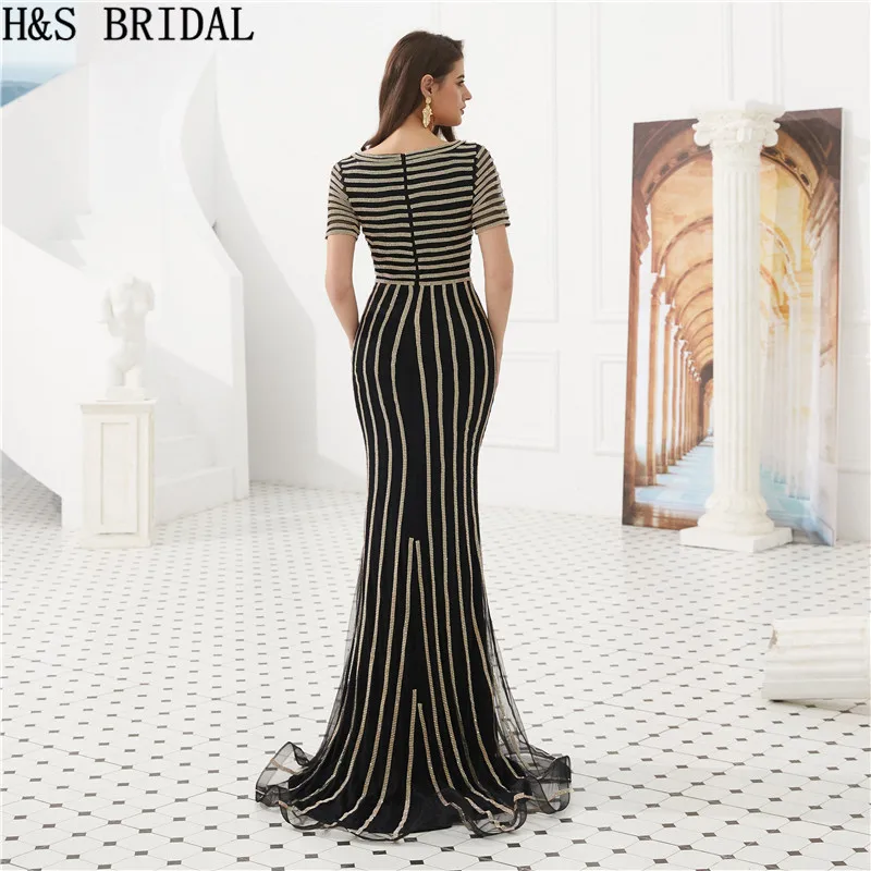 H&S Bridal Evening Dresses Long Short Sleeves Fitted Formal Dress Luxury 2019 Evening gown H&S Bridal Evening Dresses Long Short Sleeves Fitted Formal Dress Luxury 2019 Evening gown