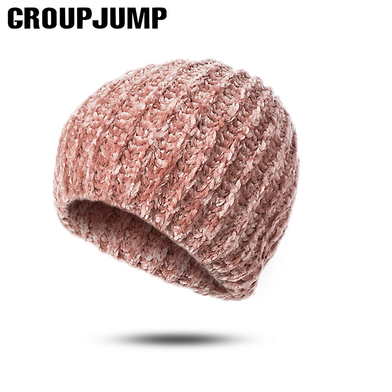 

GROUP JUMP New Winter Hats Beanie Women Soft Warm Winter Hat Flexible Cotton Hats Female Skullies Beanies Cheap Hat Dropshipping