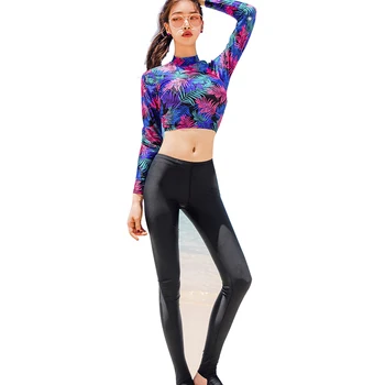 

Three pieces women sexy hot summer swimsuit long sleeve hot sales slim diving sport Surf Bodysuit beach sexy