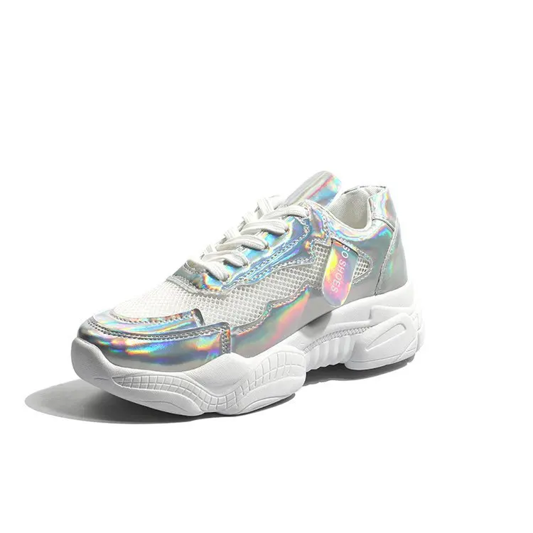 

New Platform Sports Shoes Young Fashion Women's Shoes Bright and Explosive Fashion Fried Thick Lace Women's Shoes