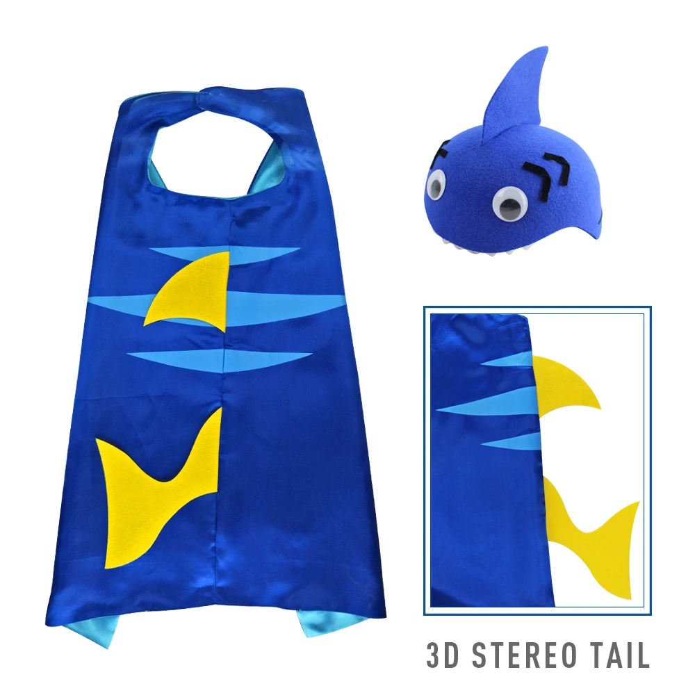 Special L27* Child shark cape costume blue kid hat for birthday party Christmas dress brand animal baby costume mask cape 