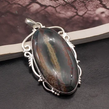 

Solitaire Unique Sea Sediment 925 Sterling Silver Charms Pendant Necklace Jewelry 2 1/2 INCH TF752