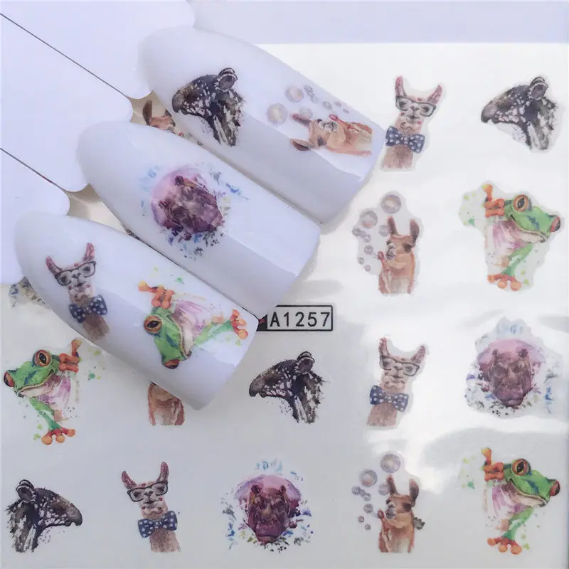 FWC дизайн кролик/кошка Дизайн Наклейка на ногти водная переводные наклейки для ногтей - Цвет: YZW-A1257