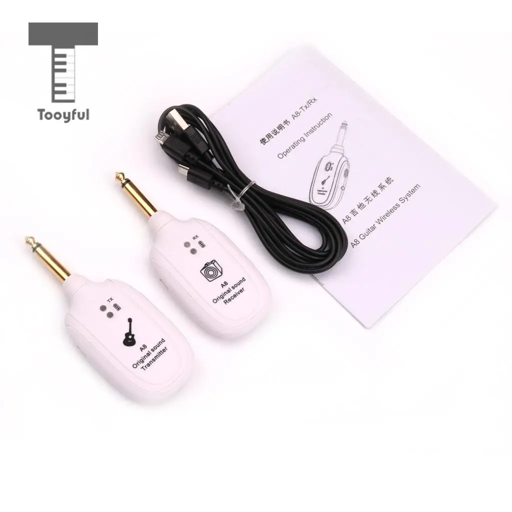 

Tooyful Electric Guitar UHF Wireless System Audio Transmitter Receiver 6.35mm Plug Set