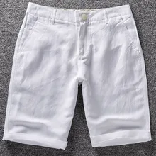 Новые модные брендовые мужские повседневные шорты, белые однотонные шорты, мужские льняные хлопковые летние шорты, 38 размер, 6 цветов, бермуды Masculina