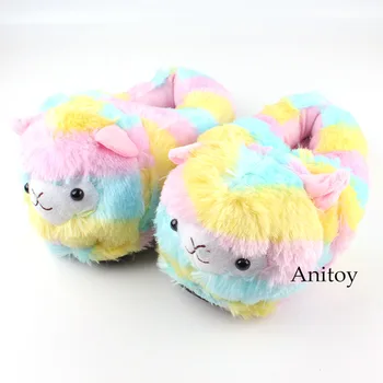 

Grass Mud Horse Rainbow Sheep Alpaca Alpacasso Plush Slippers Animal Shoes Home House Winter Stuffed Slippers Plush Toys 28cm