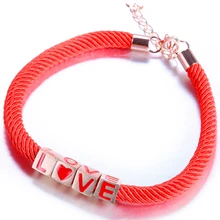 Sinya Стерлинговое Серебро 925 пробы красные веревки браслеты на удачу ножные браслеты для влюбленных девушек с покрытием из розового золота длина 17,5 см+ 2,5 удлиненная цепочка