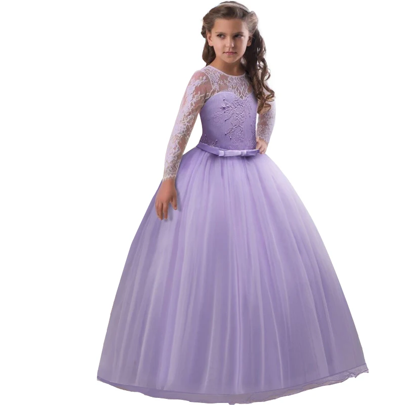 2019 Spring Teenage Long Sleeve Christmas Dress Party Prom Wedding Dress Kids Dresses For Girls Costume Clothes Princess Dress