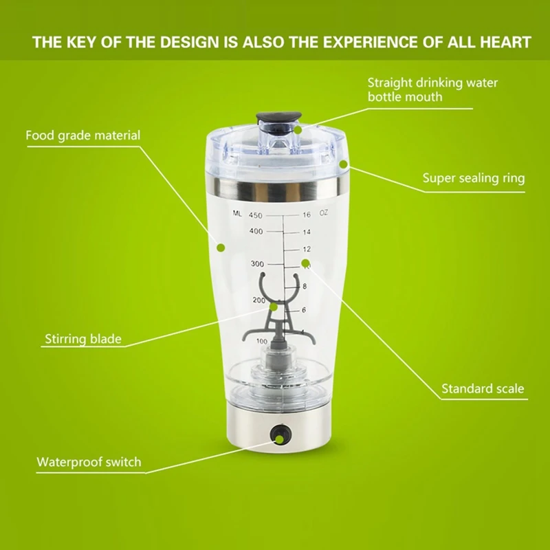 Электрический шейкер для протеина, блендер, бутылка для воды, автоматическое движение, вихрь, торнадо, 600 мл, бесплатно, съемный смарт-миксер, чашка
