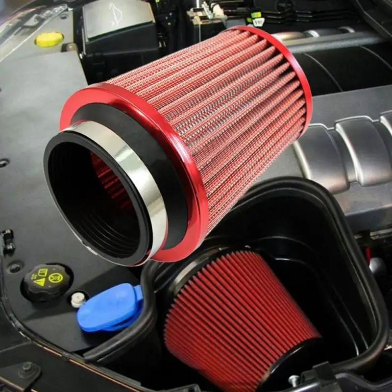 Красный Универсальный " автомобильный воздушный фильтр чистый Впускной высокий поток короткий ram/холодный круглый конус