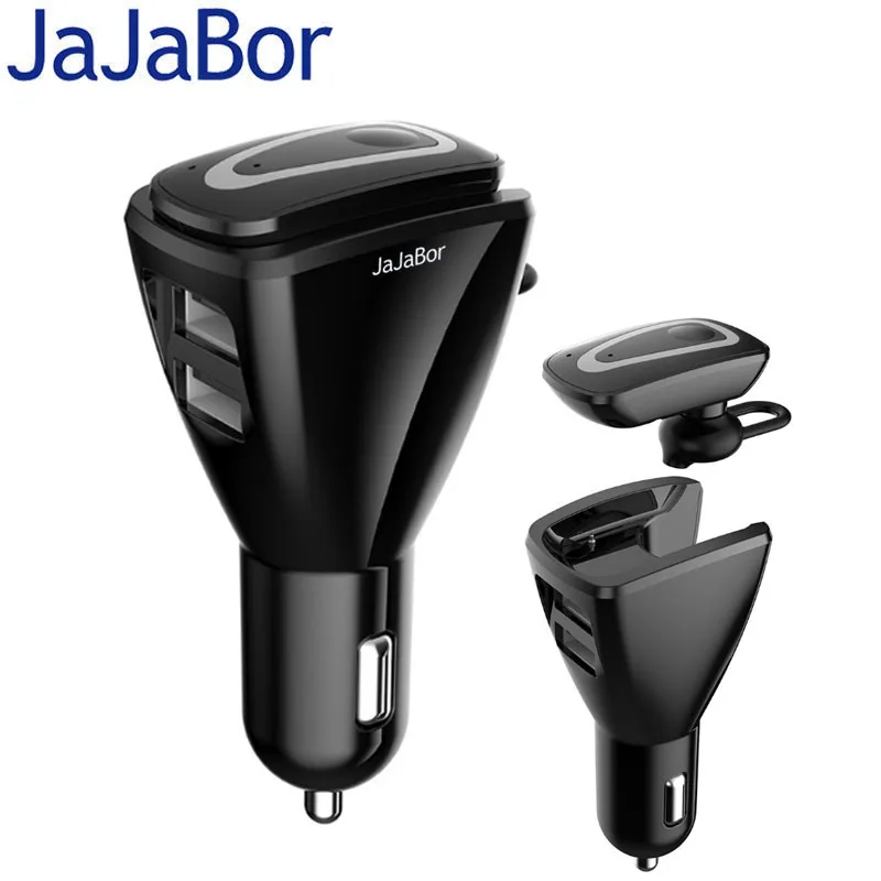 

JaJaBor Car Bluetooth 4.1 Stereo Headset Wireless Hands Free Car Kit Audio Music Receiver With 5V 3.1A Dual USB Charging Dock