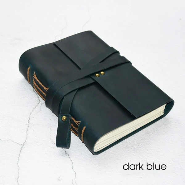 Кожаный дневник ручной работы, винтажный блокнот для записей для мужчин и женщин, 360 страниц " x 5,5", художественный Дневник для зарисовок, дневник для путешествий, идеальный подарок - Цвет: Deep Blue