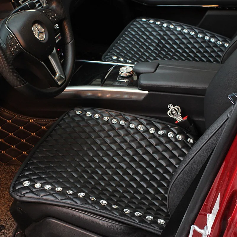 

Diamond Leather Car Seat Cushion Universal Size Auto Seat Covers Crystal Rhinestone Front Back Rear Seats Protector Accessories