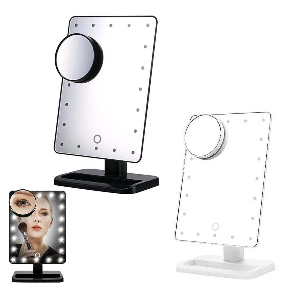 

20 LED Lights Makeup Cosmetic Mirror 180 Degree Rotate Mirrors with Removable 10x Magnifying Mirrors HJL2017