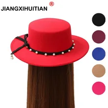 Дизайн модные черные фетровые шляпы Fedora с бантом для женщин, женские