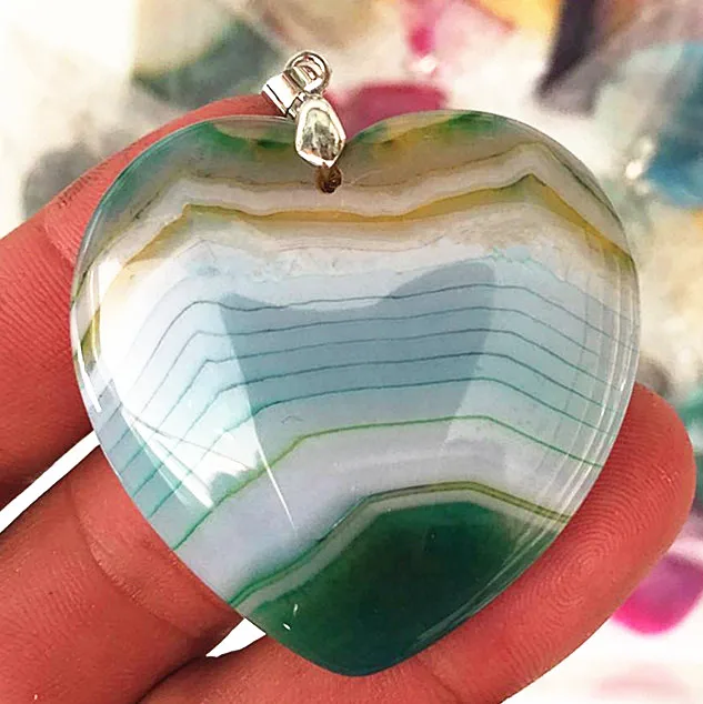 perfect!!!!!!50mm Natural quartz crystal yellow bar agate made heart-shaped pendant ++ delicate sling | Дом и сад