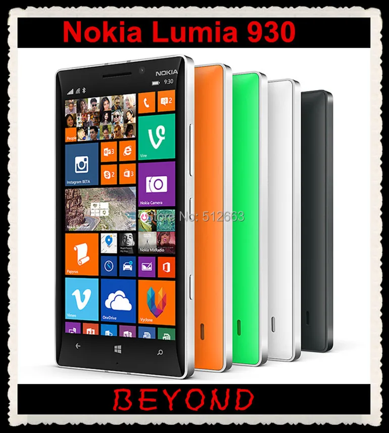 

Nokia Lumia 930 Original Unlocked Windows Mobile Phone 8.1 GSM 3G&4G 5.0'' 20MP WIFI GPS 32GB internal Storage Dropshipping