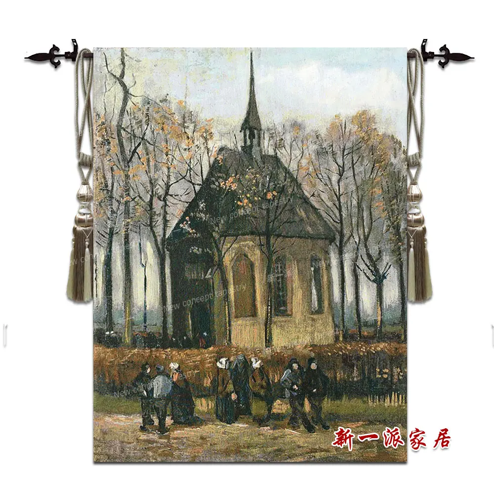 

90*117 Belgium Jacquard art wall hanging tapestries Van Gogh painting living room bedroom decor mural fabric retro art work