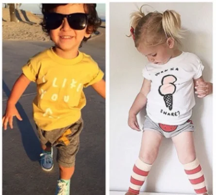 RW-104 футболки с рисунками для мальчиков и девочек Новинка года; летняя детская одежда с короткими рукавами; футболки для малышей Детская одежда; футболки