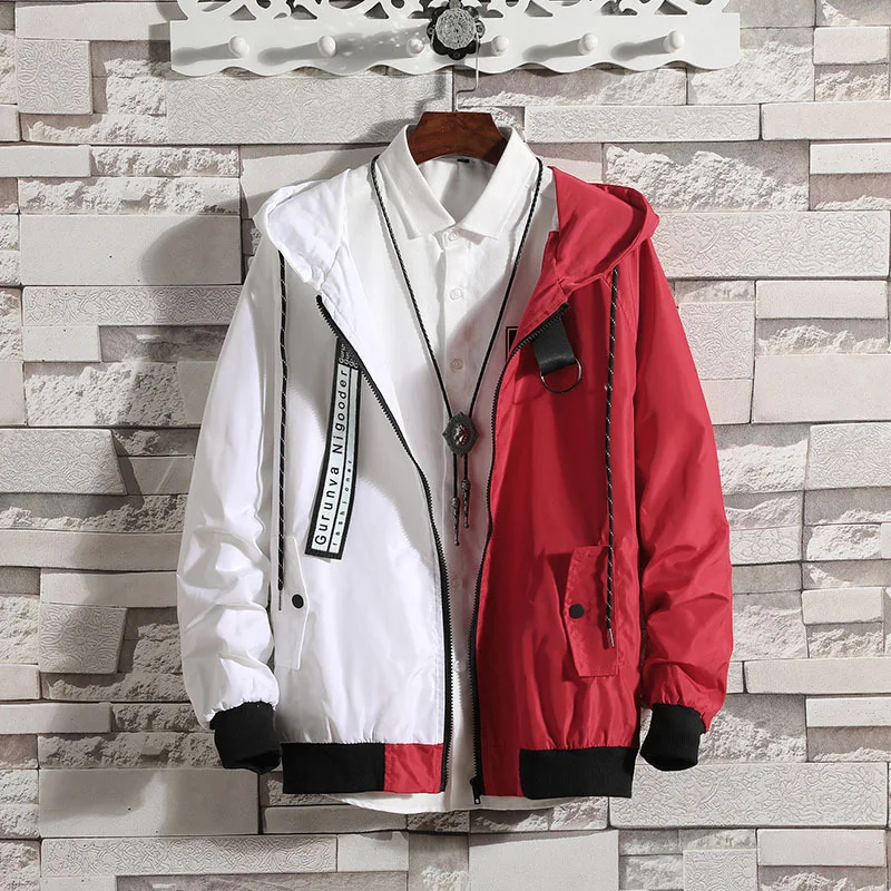 

2019 Spring Autumn New Men's Hooded Jacket Casual Large Size Men's Fashion Tracksuit Casual Coat Men Hip Hop Jacket Streetwear
