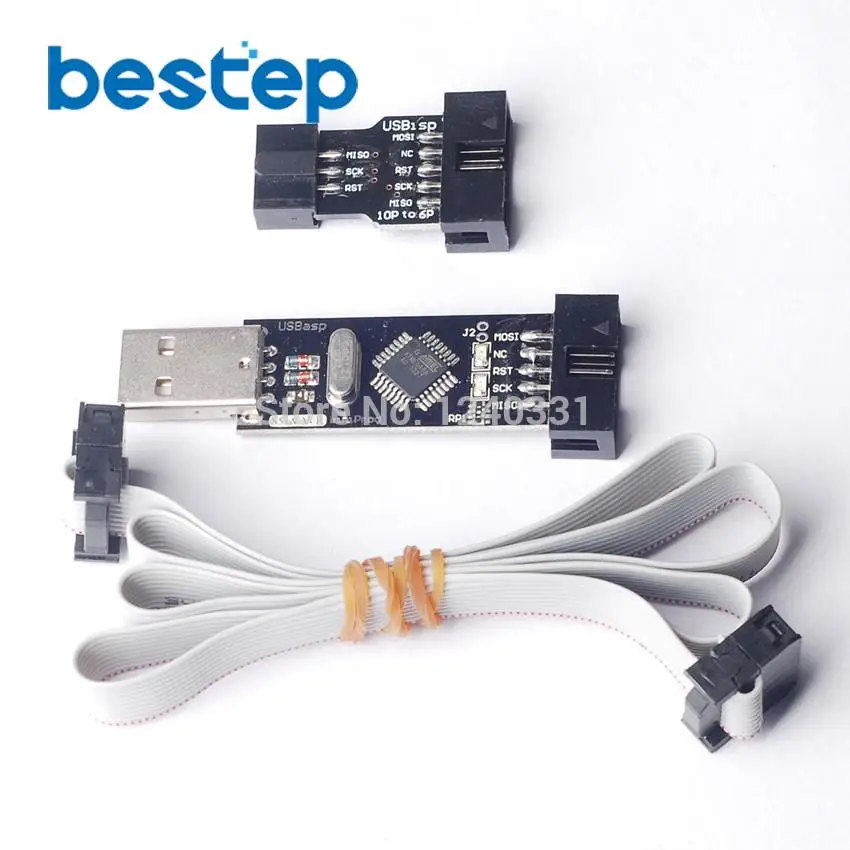 

Free Shipping~2PCS=USBASP+10PIN TO 6PIN ADAPTER New USBASP USBISP AVR Programmer USB ATMEGA8 ATMEGA128