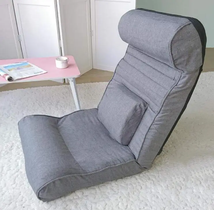  Foldable Floor Chair Lazy Sofa Adjustable Backrest Dormitory Watching TV with Lumbar Pillow 6-Posit