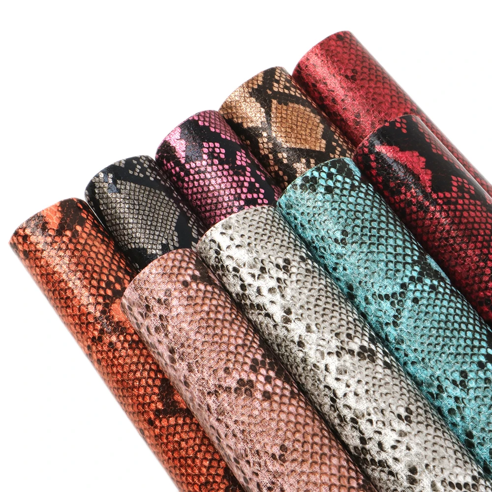 

9 pieces/set 20*34cm Snake Pattern Printed Faux Synthetic Leather Fabric Set,DIY handmade materials for bag shoes ,1Yc6450