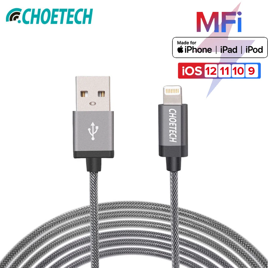

For MFi iPhone Cable CHOETECH 5V/2.4A For Apple to USB 8P Fast Charging & Data Cable For iPhone 7 7 Plus For 5 5S 6S Cables