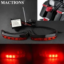 Мотоцикл Saddlebag красный объектив задний тормоз Поворотная световая коробка багажный корпус для Harley Touring Road King FLHR 2014-18