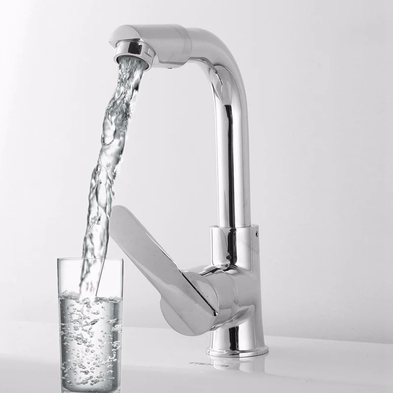 Kaufen Zwei Loch Mischbatterie Moderne Küche Bar Einzigen Handgriff Waschbecken Wasserhahn Chrom Poliert Drehbare Becken Wasserhahn Taps