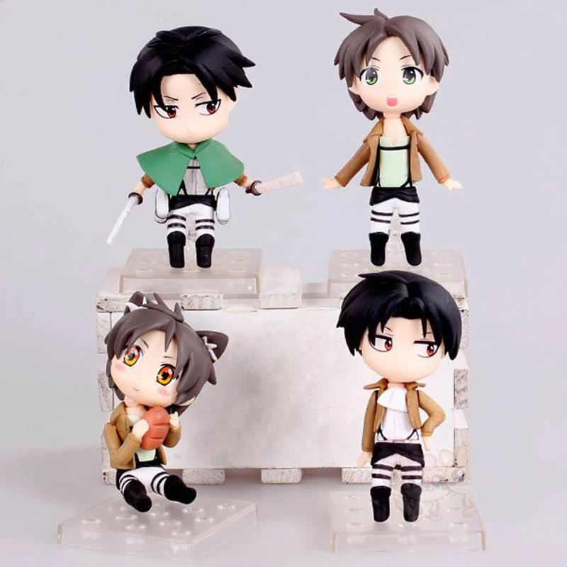 

4Pcs Set Anime Attack on Titan Eren Mikasa Armin Rivaille Levi Mini PVC Action Figures 8-10CM Shingeki No Kyojin Kids Hot Toys