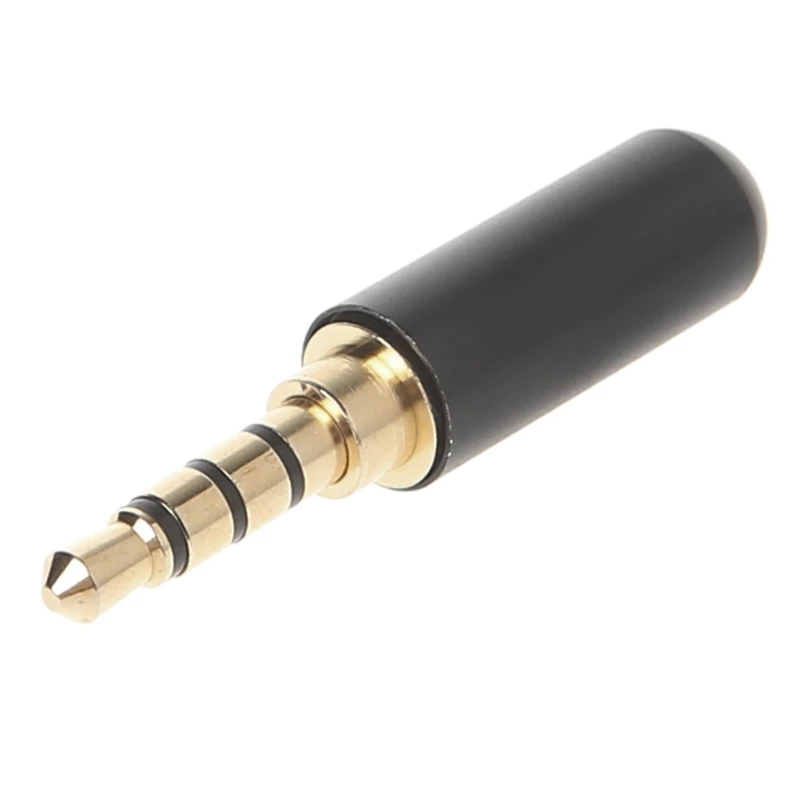 3 Pcs 3.5mm 4 Pole Male Repair Headphone Jack Plug Metal Audio Soldering Black S 