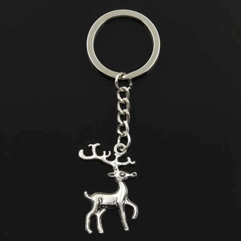 

Fashion Keychain 37x22mm Christmas deer sika Pendants DIY Men Jewelry Car Key Chain Ring Holder Souvenir For Gift