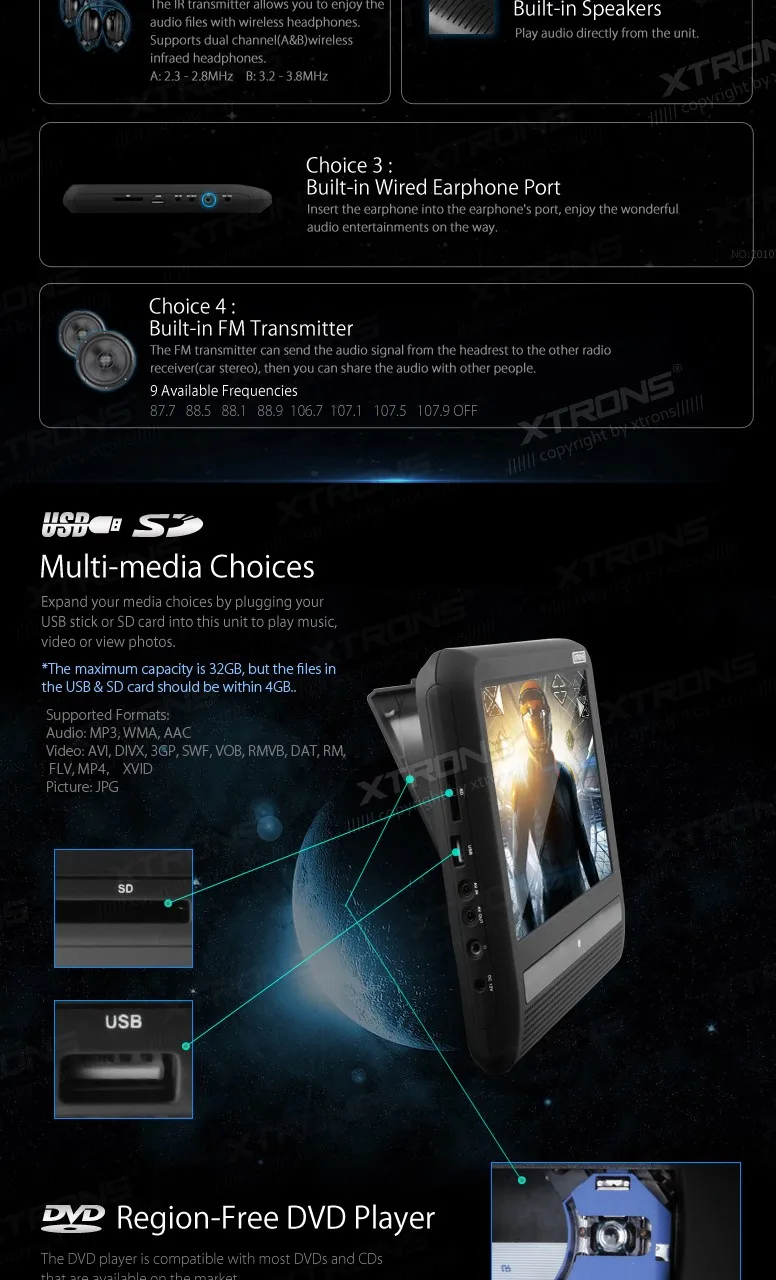 Sale 2 pcs 9" HD Digital TFT Touch Screen Ultra-thin Design Car Headrest DVD Player support sd/usb/+2 IR headphones 10