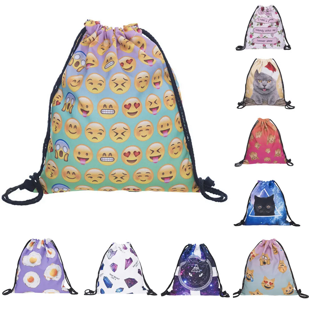 

Drawstring Bags Custom Logo Unisex Bagpack 3D Printing Drawstring Backpack Promotional Sports Pocket Bags for Women#L5$