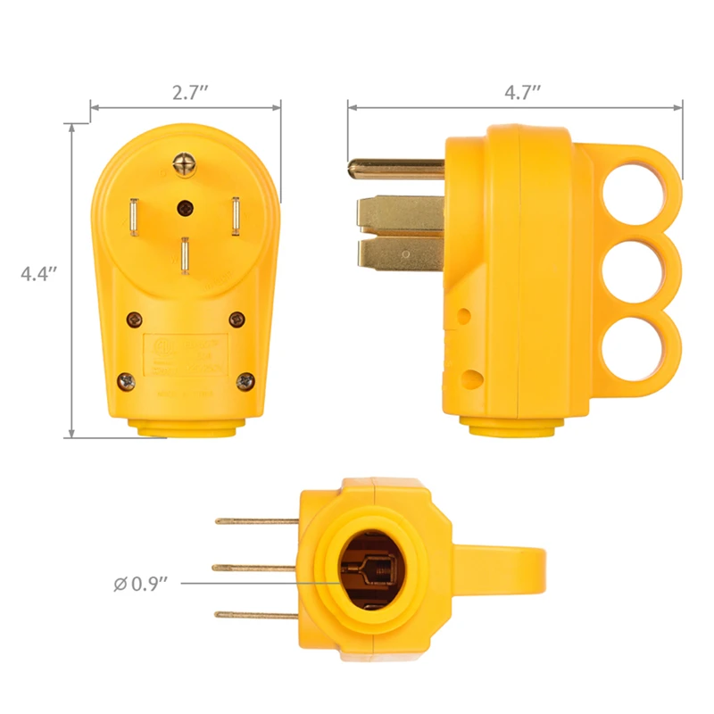 MICTUNING 50Amp Heavy Duty 125/250 В RV Замена штекер эргономичная ручка 50A желтый Camper Мужской Разъем интимные аксессуары