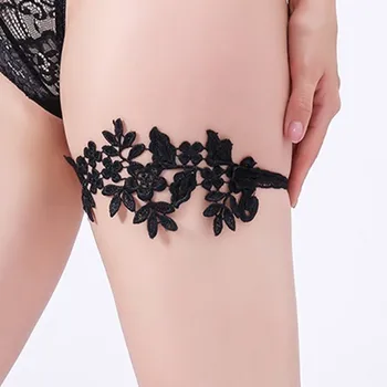

Wedding Garters Lace Embroidery Floral Women Sexy Bride Thigh Ring Bridal Leg Garter Elastic Band Flower White Black Summer New