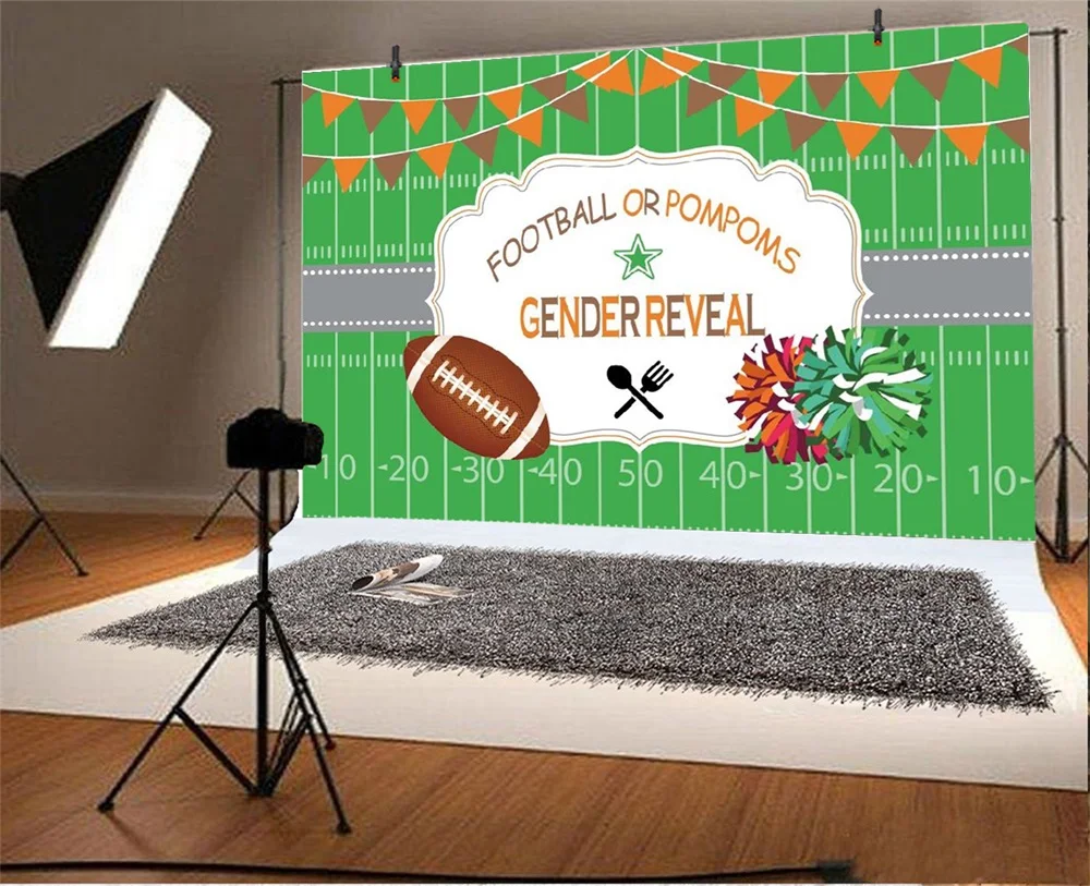 Laeacco Cartoon American Football Game Baby Birthday Photography Backgrounds Customized Photographic Backdrops For Photo Studio