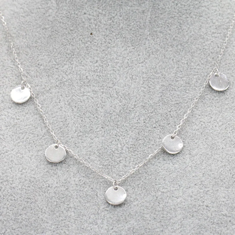 

925 Sterling Silver Circles Pendant Necklace Chain Fashion Jewelry for Lovers Women Girls Wedding Valentine's Day Gift