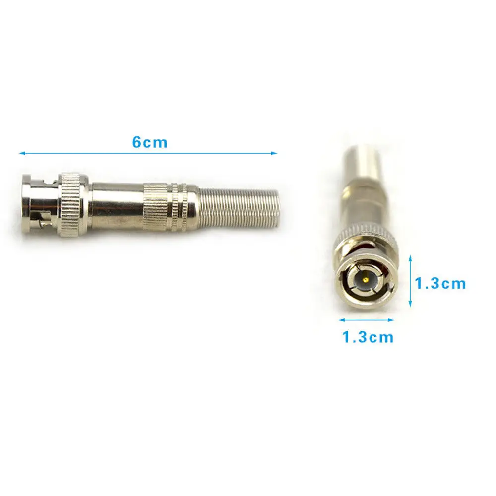 Metal BNC Q9 Male Solderless Connector Plug Adapter for CCTV Camera Copper Core 