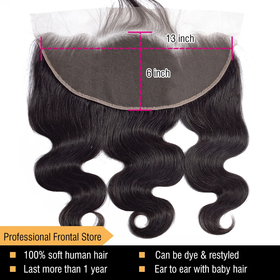 

Clover Leaf Body Wave Hair 13*6 Lace Frontal Closure With Baby Hair Ear To Ear Brazilian Human Hair Weave 13X6 Lace Frontal