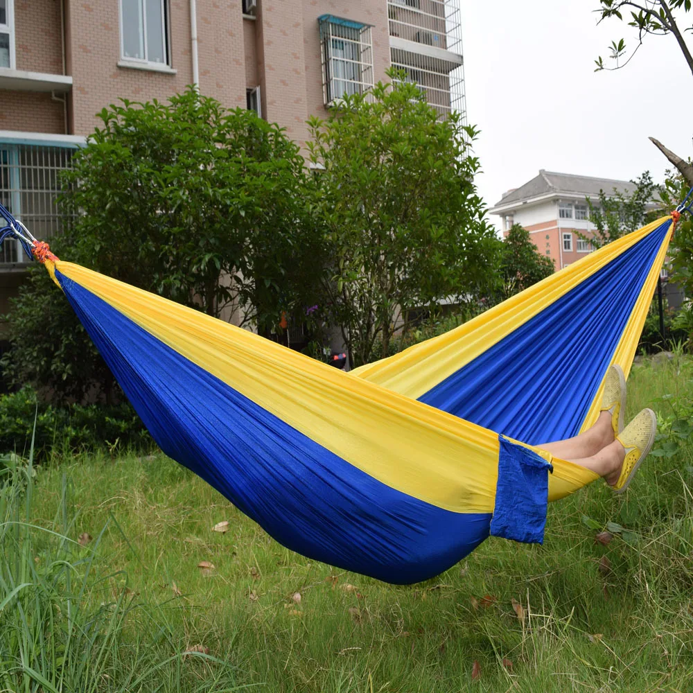 Портативный нейлоновый парашют двойной гамак-Сад Открытый Кемпинг путешествия гамак для выживания спальная кровать для 2 человек