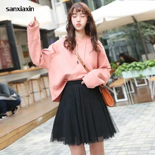 Юбка с высокой талией черные юбки длинные юбки для женщин плиссированная юбка удобная и дышащая шифоновая юбка необычная широкая юбка