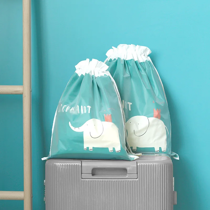 

Double-layer Cartoon travel storage Drawstring Bags Waterproof Drawstring cosmetic Clothing classification sort out bag