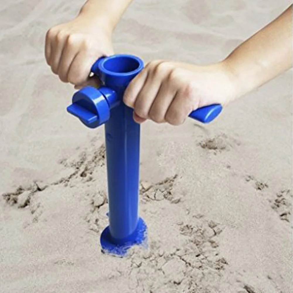 

Plastic Sun Beach Umbrella Sand Anchor Auger Screw Universal Size Safe Stand for Strong Winds Blue